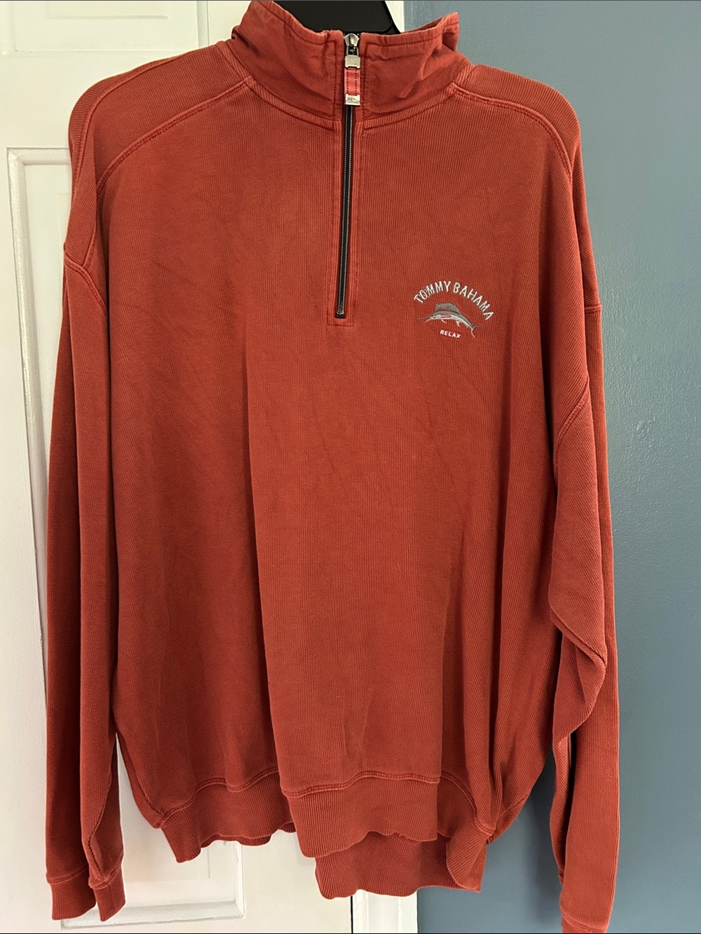 Tommy Bahama Men's Zip Pullover Sweater - Burnt Orange